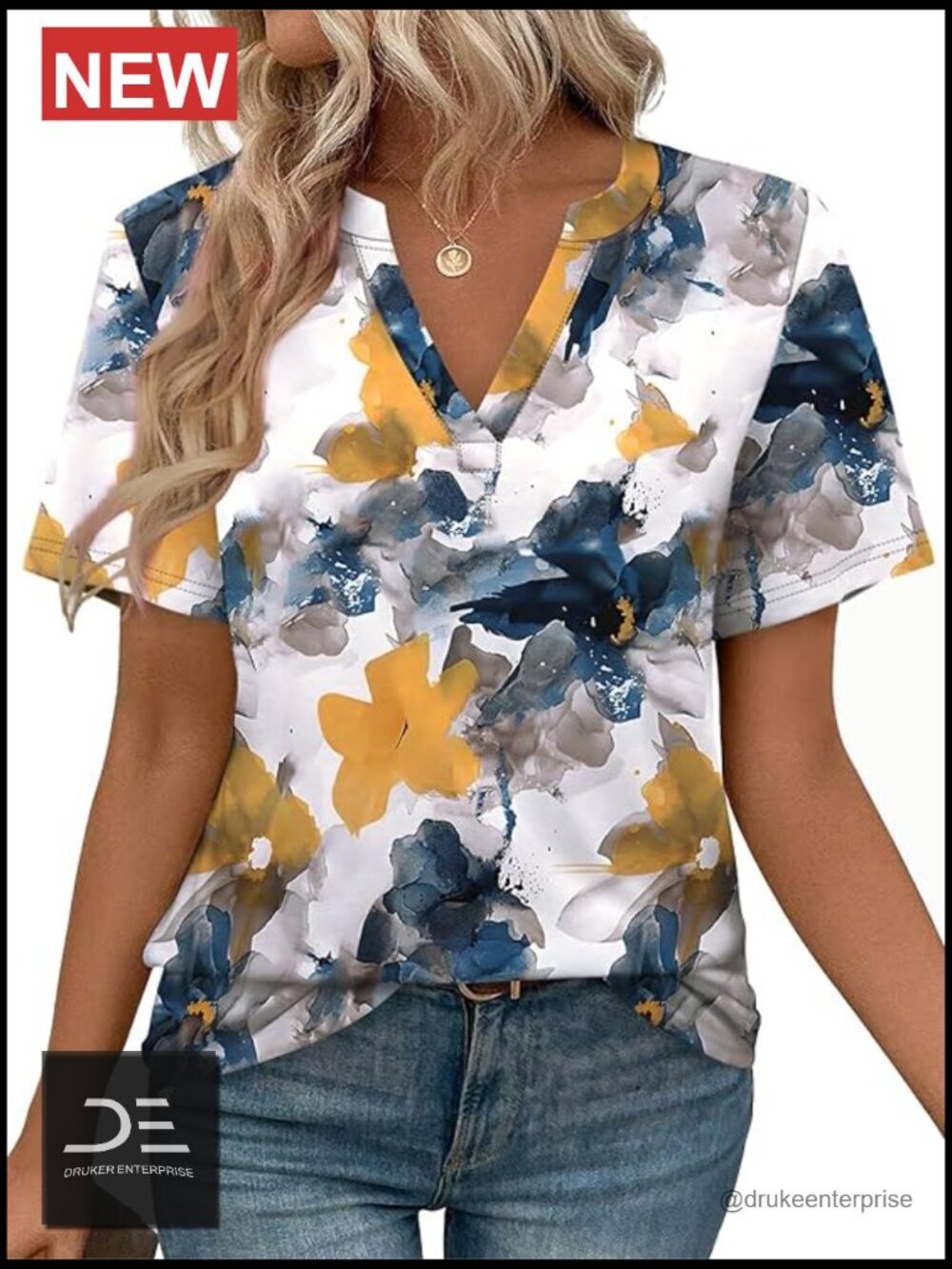V Neck Short Sleeve Blouse Tunic Business Casual Loose Fit Tee